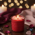 Bougie Collection Rubis Oud Unik & Sens – cire végétale artisanale avec quartz rose _ dattes oud originale