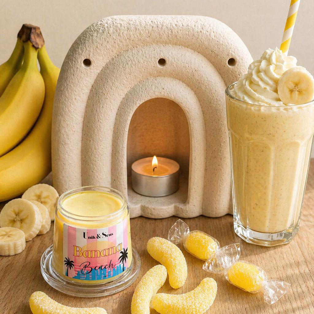 ire parfumée artisanale Unik & Sens – fondant cire végétale aux parfums de Grasse - milkshake banane bonbon banane