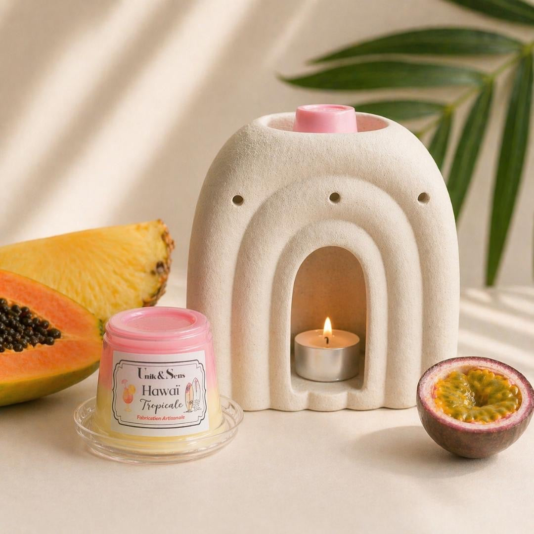 ire parfumée artisanale Unik & Sens – fondant cire végétale aux parfums de Grasse - Fruits tropicaux 