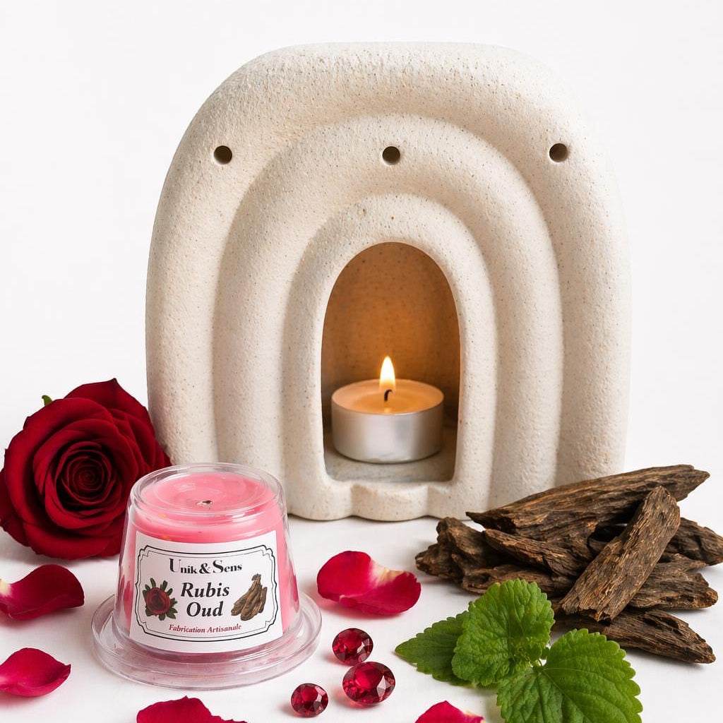 ire parfumée artisanale Unik & Sens – fondant cire végétale aux parfums de Grasse - Dattes Rose Patchouli